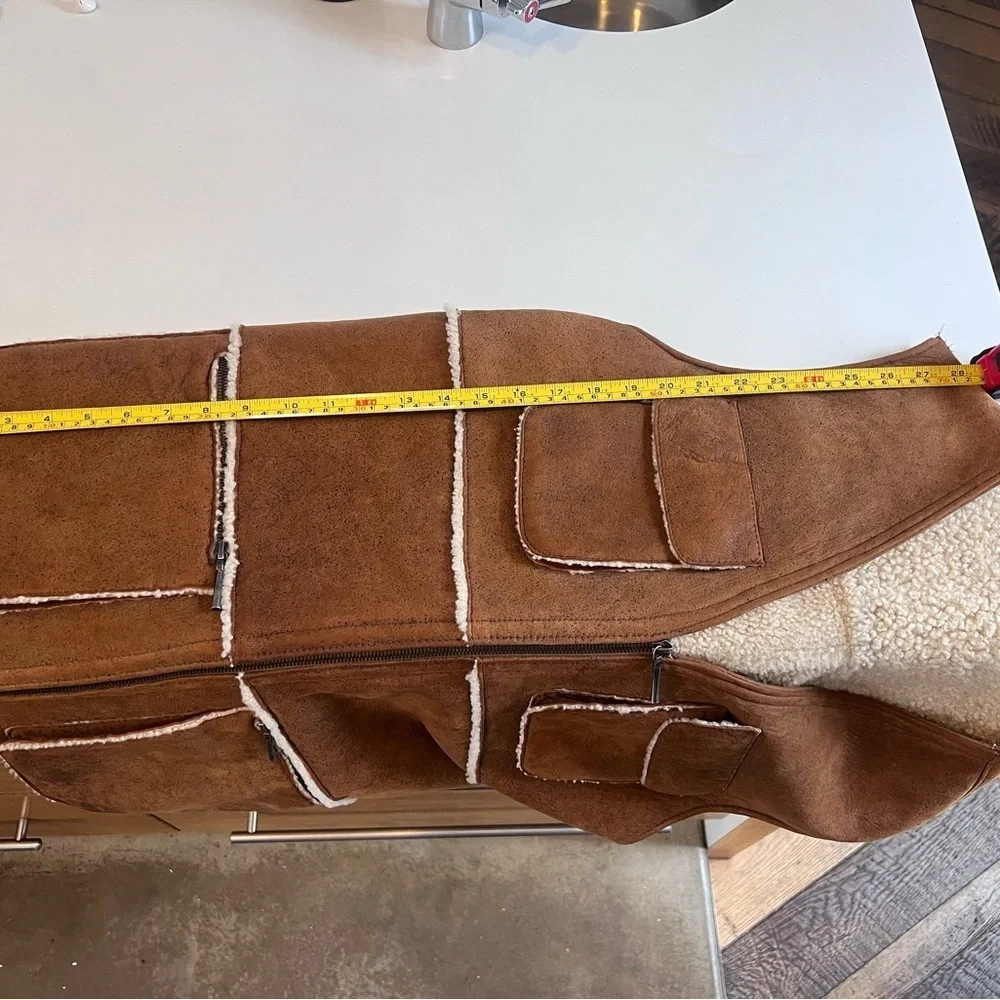 Brown Shearling Vest with Pockets